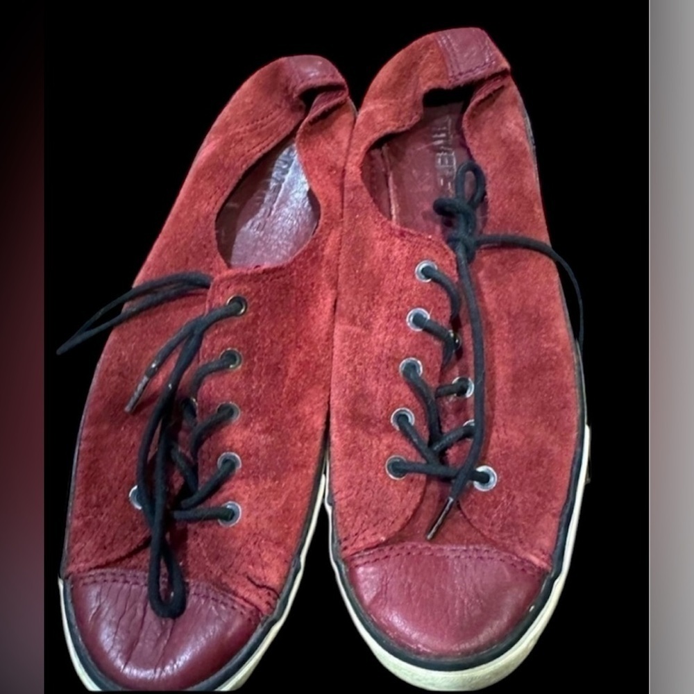 Converse Chuck Taylor Fancy OX maroon red Leather suede Low top retro grunge 7.5